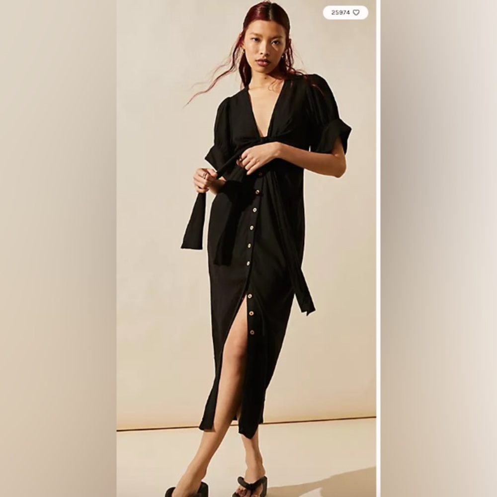 NWT Free People Vintage Summer Midi Dress | Size XS | Color: Black